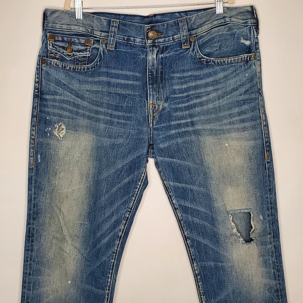 True Religion Geno Relaxed Slim Jeans Men's Size 40 Button Flap Back Pockets